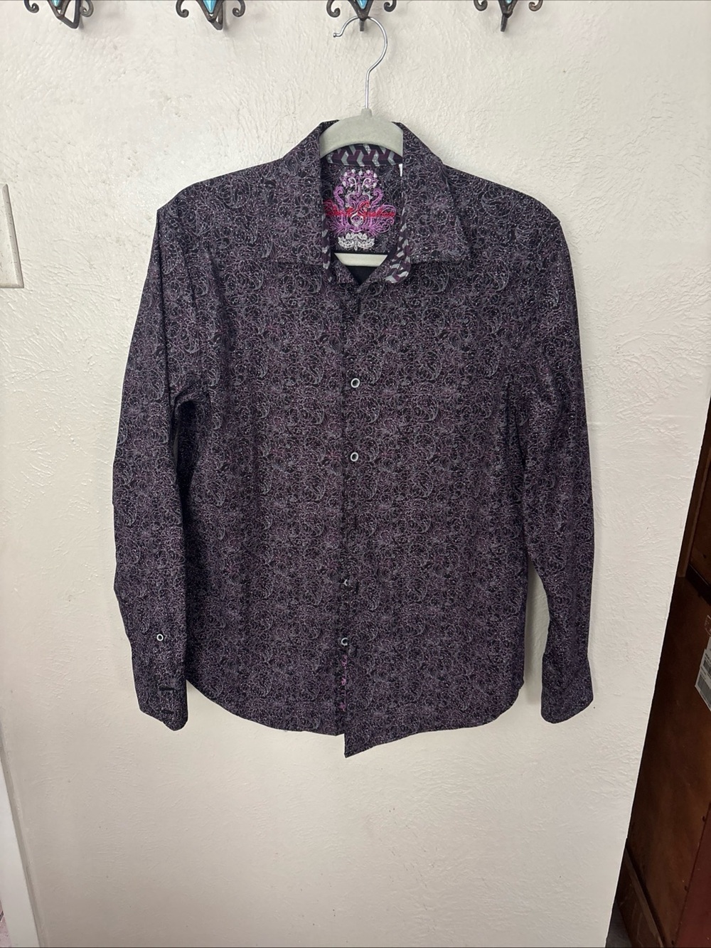 Robert Graham Long-Sleeve Purple Paisley Button-Down Shirt Size S